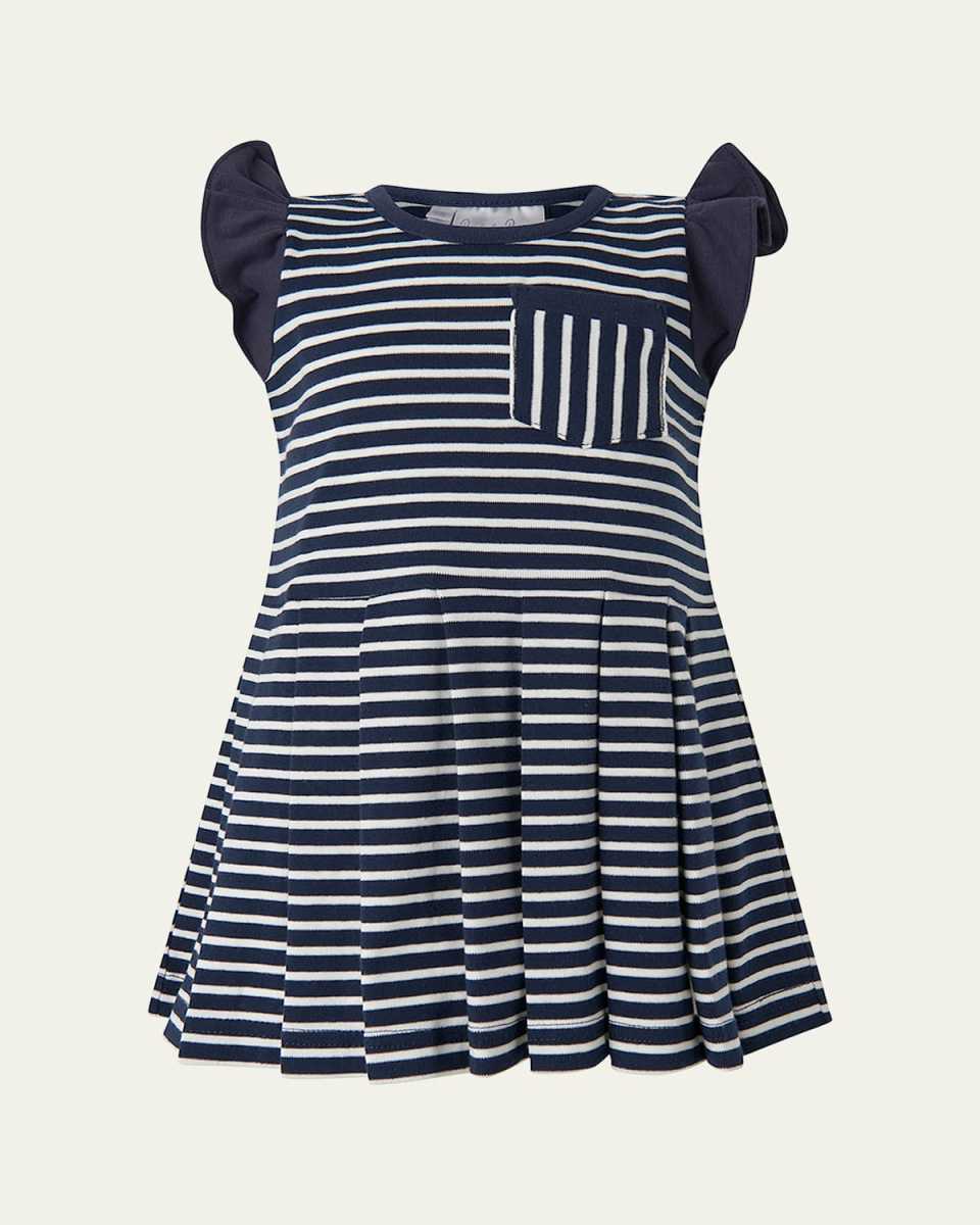 Girl's Breton Striped Tennis Dress, Size 2-